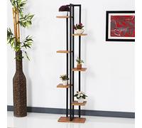 Soporte para plantas somero 6 niveles metal/aglomerado 150 x 34 x 21 cm negro efecto nogal [en.casa]