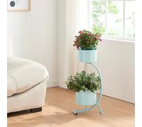Soporte para plantas almelo en forma de c metal 63x29x21cm - azul claro [en.casa]