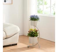 Soporte para plantas almelo en forma de c metal 63x29x21cm - beige [en.casa]