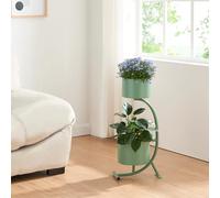 Soporte para plantas almelo en forma de c metal 63x29x21cm - verde [en.casa]