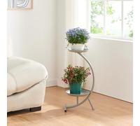Soporte para plantas aalten en forma de c metal 62x30x25cm - gris [en.casa]