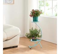 Soporte para plantas aalten en forma de c metal 62x30x25cm - azul claro [en.casa]