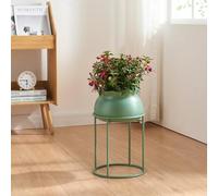 [en.casa] Soporte para Plantas Flores con 1 Macetero Extraíble Diseño Redondo Moderno Organizador de Macetas para Hogar y Oficina Portamacetas Metal 38xØ24 cm - Verde