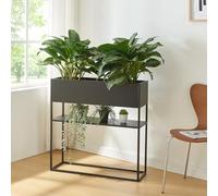 Soporte para plantas joensuu con estante 80x80x25 cm - negro [en.casa]