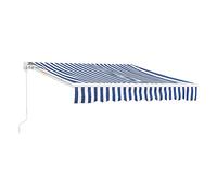 [en.casa] Toldo Impermeable Exterior Bitonto Toldo Articulado con Armazón y Brazo Extraíble Retráctil Manual y Enrollable con Manivela Parasol para Terraza Balcón Patio 250 x 200 cm - Azul/Blanco