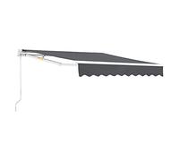 [en.casa] Toldo Impermeable Exterior Bitonto Toldo Articulado con Armazón y Brazo Extraíble Retráctil Manual y Enrollable con Manivela Parasol para Terraza Balcón Patio 350 x 250 cm - Gris Oscuro