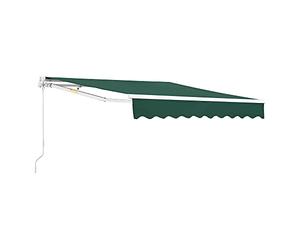 [en.casa] Toldo Impermeable Exterior Bitonto Toldo Articulado con Armazón y Brazo Extraíble Retráctil Manual y Enrollable con Manivela Parasol para Terraza Balcón Patio 350 x 250 cm - Verde Oscuro