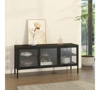 Vitrina borshavisa con 3 puertas acero 118x35x55cm transparente negro [en.casa]