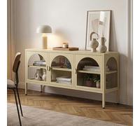 Vitrina klippestad con 3 puertas arqueadas acero 118x35x55cm camel [en.casa]