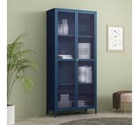 Vitrina säkylä con puertas de cristal 3 estantes 180x80x35 cm azul marino [en.casa]