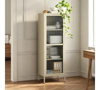 [en.casa] Vitrina Säkylä con Puerta de Vidrio Acero 150x50x35 cm Camel