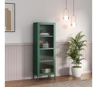 [en.casa] Vitrina Säkylä Puerta de Vidrio Acero 150x50x35 cm Verde Abeto