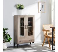 [en.casa] Vitrina Søndersø Aparador para salón Mueble Auxiliar para Comedor Oficina con Estante Cajón 2 Puertas de Cristal Aglomerado 115 x 70 x 31 cm - Efecto Roble Sonoma y Negro