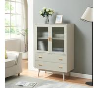Vitrina susa con 2 puertas y 2 cajones mdf 120x80x40 cm beige [en.casa]