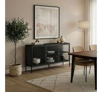 Vitrina vinterhavn con 3 puertas 3 compartimentos acero 80x150x40cm negro [en.casa]