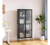 Vitrina vinterhavn con 2 puertas 4 compartimentos acero 180x80x35cm negro [en.casa]
