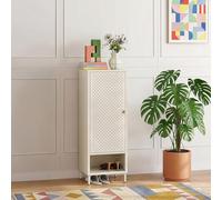 [en.casa] Zapatero Coleraine Armario con 3 Estantes Rebulables en Altura Compartimento y Puerta Batiente Mueble Zapatero Organizador para Zapatos Multiusos Acero 115 x 43 x 35 cm - Blanco Crema