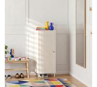 [en.casa] Zapatero Coleraine Armario con 3 Estantes Rebulables en Altura y 1 Puerta Batiente Mueble Zapatero Organizador para Zapatos Multiusos Acero 115 x 43 x 35 cm - Blanco Crema