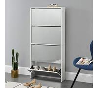 Zapatero vogar con espejo para 12 pares de zapatos aglomerado 134 x 63 x 17cm blanco [en.casa]