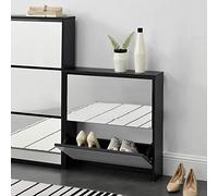 Zapatero vogar con espejo para 6 pares de zapatos aglomerado 67 x 63 x 17cm negro [en.casa]
