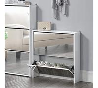 Zapatero vogar con espejo para 6 pares de zapatos aglomerado 67 x 63 x 17cm blanco [en.casa]