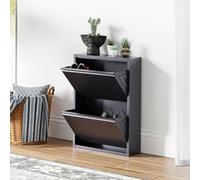Zapatero sokndal con 2 puertas abatibles metal 71 x 50 x 15 cm gris [en.casa]
