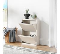 Zapatero sokndal con 2 puertas 71x50x15 cm metal - blanco roto [en.casa]