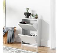 Zapatero sokndal con 2 puertas abatibles metal 71 x 50 x 15 cm blanco [en.casa]