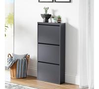 Zapatero sokndal con 3 puertas abatibles metal 104 x 50 x 15 cm gris [en.casa]