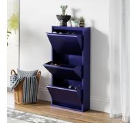 Zapatero sokndal con 3 puertas 104x50x15 cm metal - azul noche [en.casa]