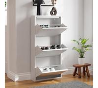 Zapatero sokndal con 3 puertas abatibles metal 104 x 50 x 15 cm blanco [en.casa]