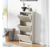Zapatero sokndal con 3 puertas 104x50x15 cm metal - blanco roto [en.casa]