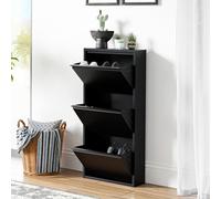 Zapatero sokndal con 3 puertas abatibles metal 104 x 50 x 15 cm negro [en.casa]
