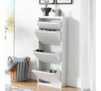 [en.casa] Zapatero de Pared Sokndal Organizador de Zapatos con 3 Puertas para 6 Pares y 1 Compartimento Pequeño Mueble de Calzados para Entrada Pasillo Metal 118 x 50 x 15 cm - Blanco