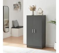 [en.casa] Zapatero Notribontaa Armario con 7 Estantes y 2 Puertas Batientes Mueble Zapatero Organizador para 14 Pares de Zapatos Multiusos Aglomerado 108 x 55 x 35 cm - Antracita