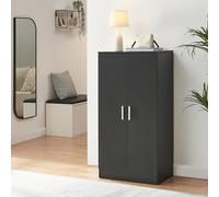 [en.casa] Zapatero Notribontaa Armario con 7 Estantes y 2 Puertas Batientes Mueble Zapatero Organizador para 14 Pares de Zapatos Multiusos Aglomerado 108 x 55 x 35 cm - Negro