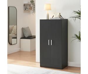 [en.casa] Zapatero Notribontaa Armario con 7 Estantes y 2 Puertas Batientes Mueble Zapatero Organizador para 14 Pares de Zapatos Multiusos Aglomerado 108 x 55 x 35 cm - Negro