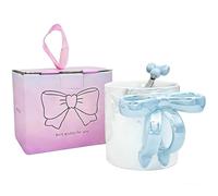 Encantadora Taza de Cinta, 350ml, Bonita Taza de Café con Lazo y Asa de Porcelana Perlada, Elegante Taza de Lazo con Agarre, Taza Linda de Porcelana con Lazo y Asa, para Oficina, Hogar, leche(Azul)