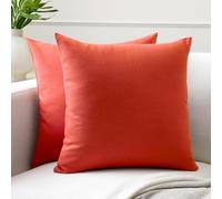 Encasa XO Conjuntos de Almohadas de algodón de algodón de 2 I 20x20 in (50 x 50 cm) - Ladrillo I No Insertar I Plain Square Cubas de Almohadas I Lavable | para Uso en Interiores