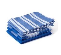 Encasa XO Paños de Cocina de Algodón, Absorbente 70x45 cm Azul | Tejido Plano y Gofre | Super Absorbente | Secado Rápido | Lavable a Máquina | Juego de 5
