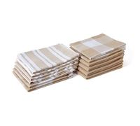 Encasa XO Paños de Cocina de Algodón, Absorbente 70x45 cm Beige | Tejido Plano y Gofre | Super Absorbente | Secado Rápido | Lavable a Máquina | Juego de 12