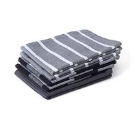 Encasa XO Paños de Cocina de Algodón, Absorbente 70x45 cm Gris | Tejido Plano y Gofre | Super Absorbente | Secado Rápido | Lavable a Máquina | Juego de 5