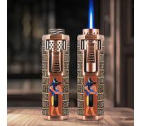 Encendedor a prueba de viento de estilo retro, con depósito de butano recargable, tipo mechero de llama, ideal para hombres, mujeres, padres, como idea de regalo para el día, multifuncional