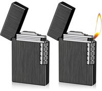 Encendedor retro, juego de 2 unidades, encendedor de seguridad inflable con tecnología de rueda de ignición, diseño sin gas, ideal para la cocina, la barbacoa y el camping