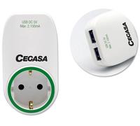 Enchufe adaptador cegasa schuko + 2 usb