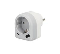 Enchufe / adaptador schuko con 2 tomas, usb a / c. potencia maxima 3680 w. cargador moviles, cargador 2 tomas, adaptador moviles
