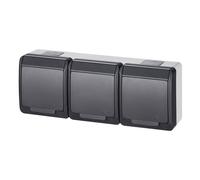ENCHUFE ANTRACITA NT 3X SCHUKO CON TAPA 3X2P IP44 HERMES 0326-07