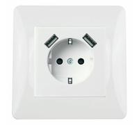 Enchufe - base empotrable blanca con 2 puertos USB, ideal para cargar dispositivos