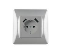 Enchufe - base empotrable de titanio con 2 puertos USB, fabricada en material duradero, ideal para carga rápida y segura. *