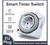 Enchufe con temporizador mecánico, enchufe europeo, cuenta atrás de 24H, apagado automático, ciclo programable, ahorro de energía para interiores EU plug